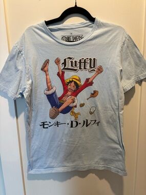 Ripple Junction Light Blue One Piece Graphic Tee with Colorful Print